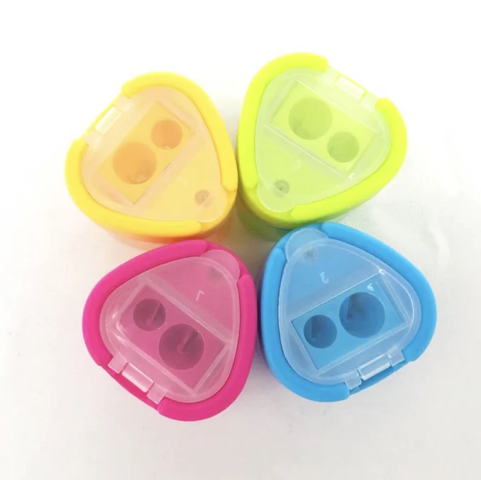 OEM logo printing kids new items double hole different shape pencil sharpener