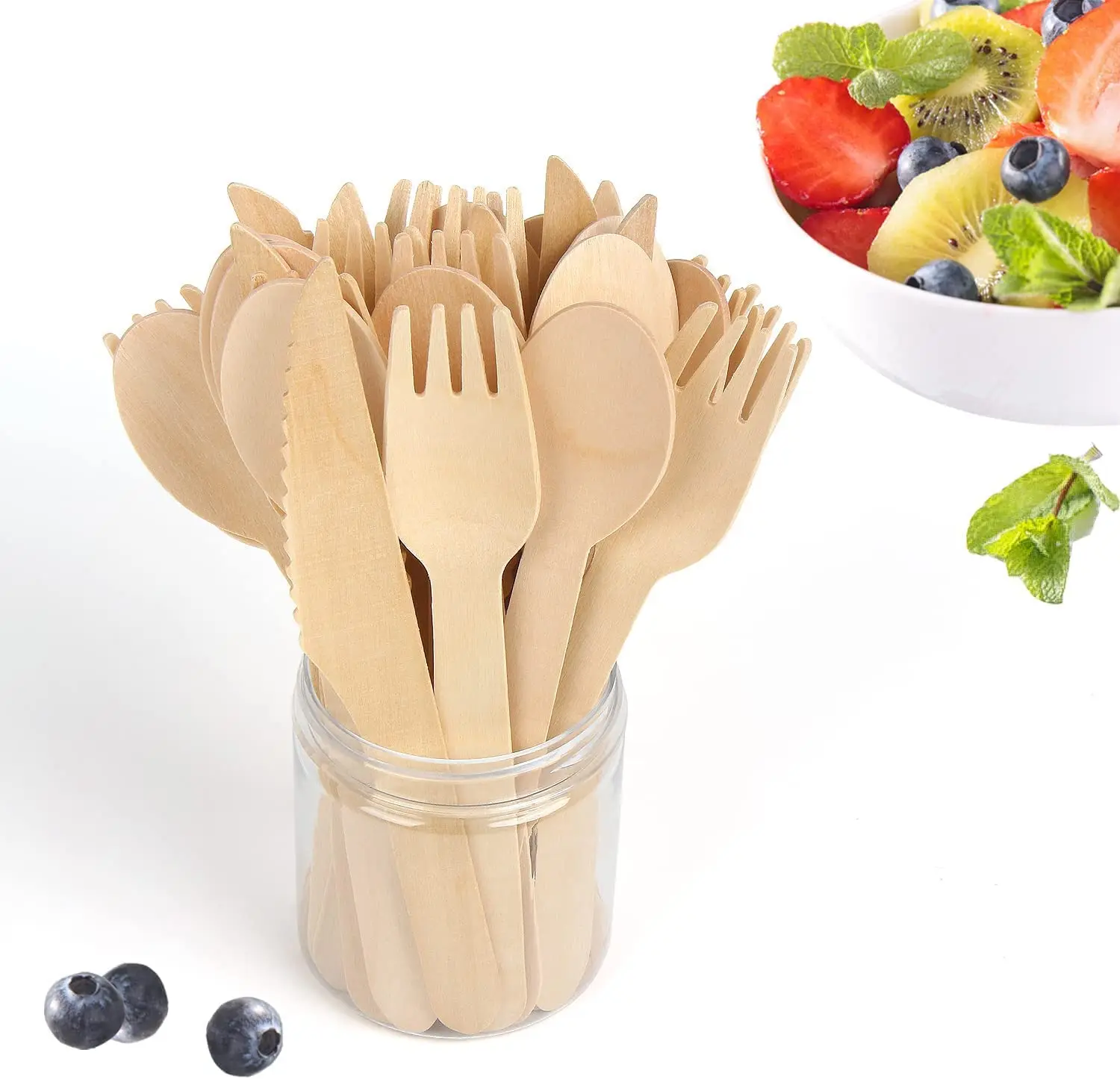 Wholesale Biodegradable Wooden Fork Disposable Birch Wood Utensil Fork Eco-friendly Wooden Cutlery Set Fork