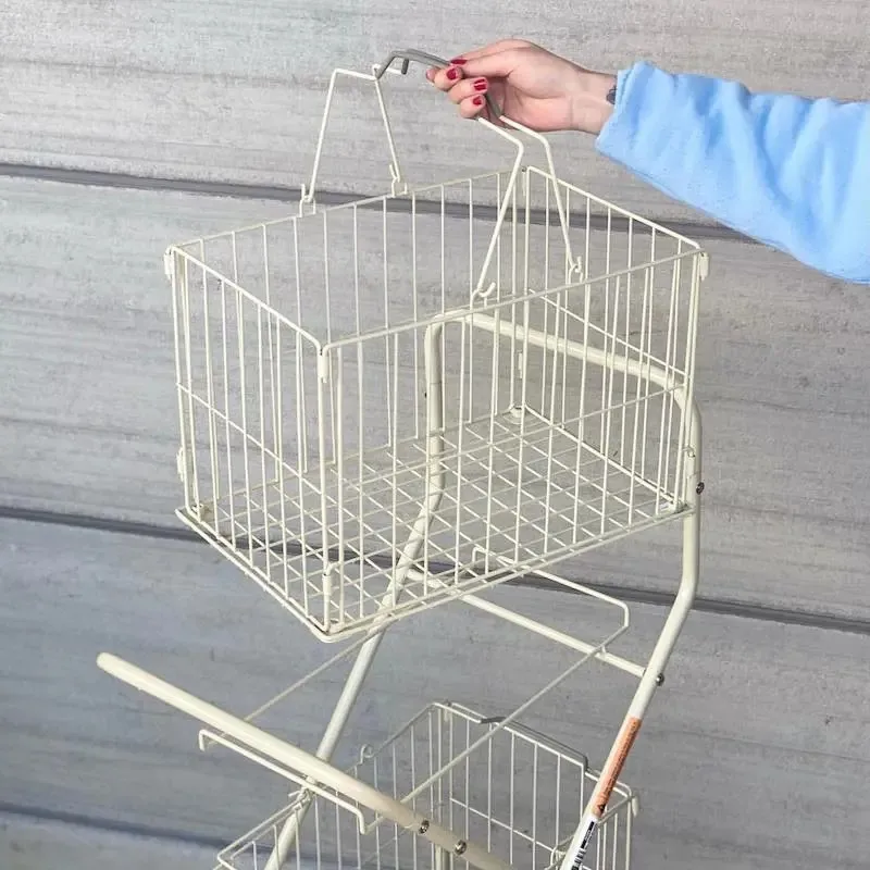 Steel Furniture Factory Two Tier Basket Laundry Trolley Two Basket Shopping Cart