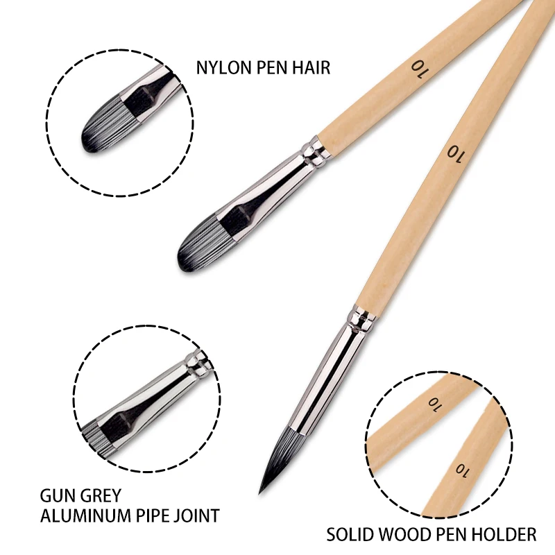 Bo Yi Xuan 24 Pieces Wooden Handle Artist Paint Brush Set For Art Painting