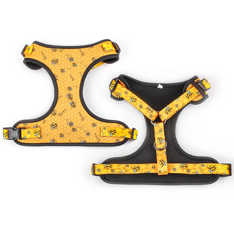 All size and color free design soft mesh pet vest yellow bee dog harness for small medium dog