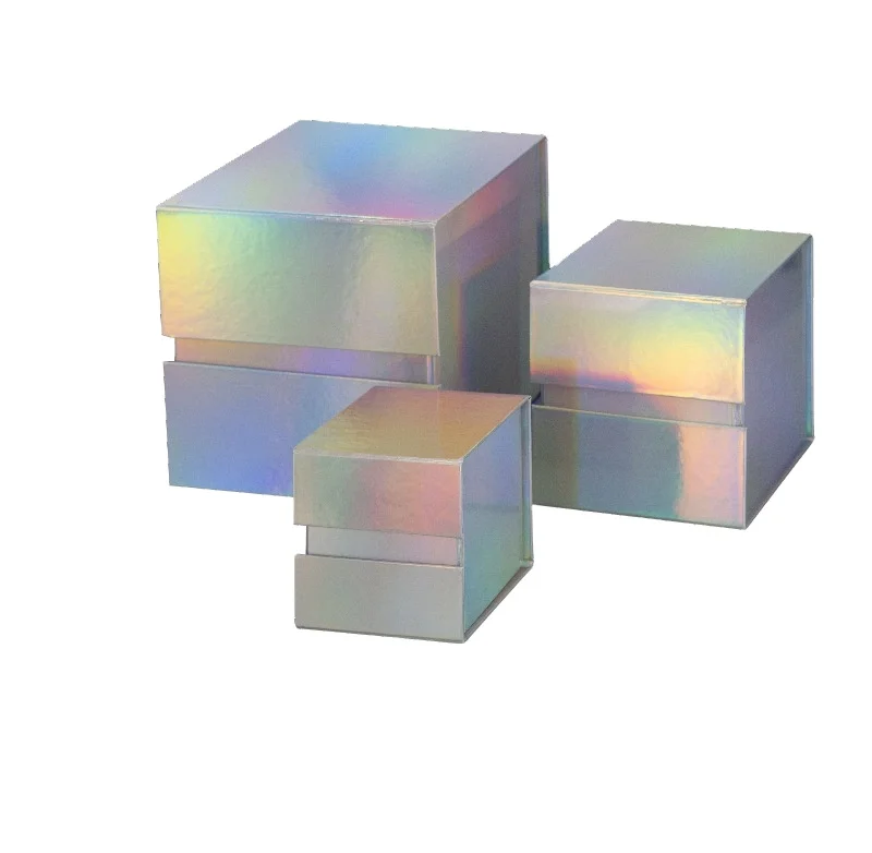 four-corner folding Gift universal packaging box direct supply square foldable box  side flip flip magnet box