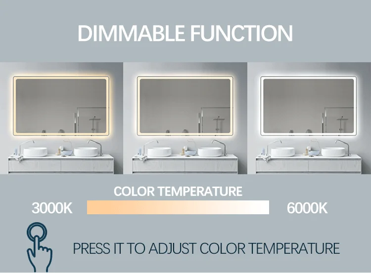 BOLEN Customized bathroom illuminated mirror makeup hotel led mirror with magnifying