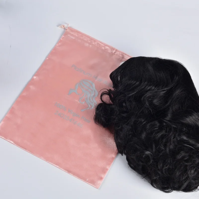 Custom Logo Luxury Satin Dust Bag for Handbags Drawstring Gift Jewelry Satin Packaging Satin Wig Dust Bag