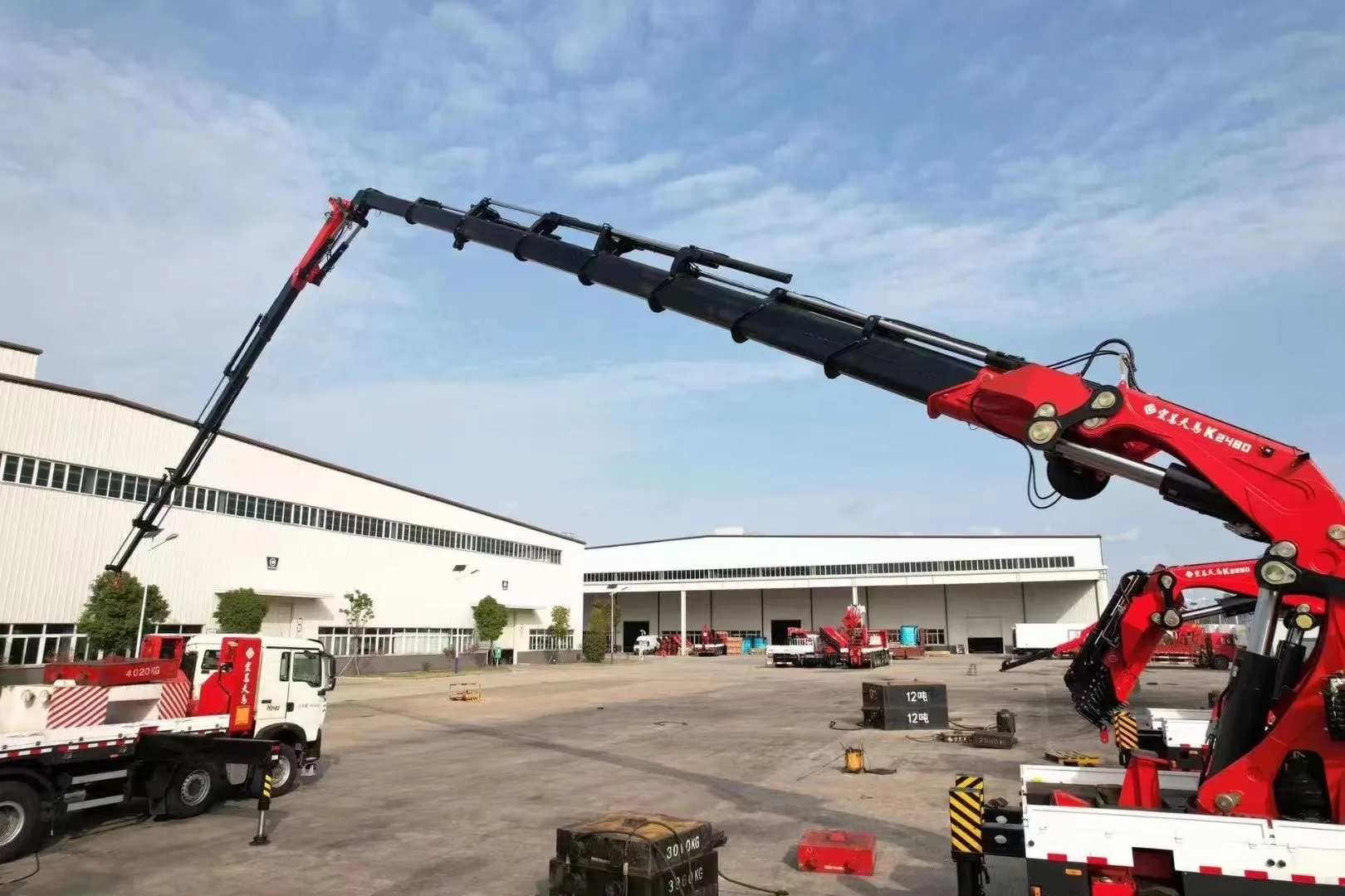 61.4 TON High End eight boom sections mobile hydraulic folding truck crane for sale