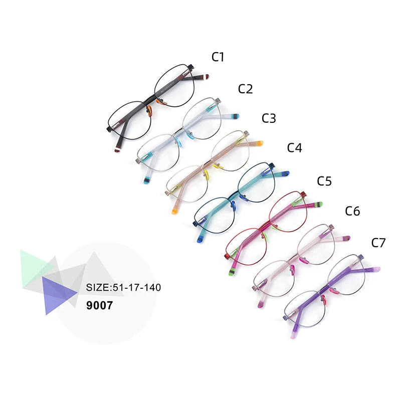 Fashion metal eyeglasses frames thin optical frames unisex glasses frames with colorful nose pad