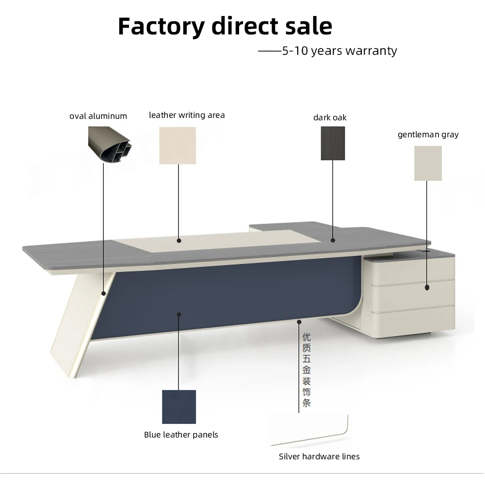 Modern L Shape Ergonomic Office Desk Luxury High End Executive Office Desk And Chair Ceo Boss Wooden Antique Office Table