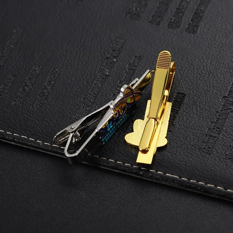 Factory Custom Made Tie Clip Soft Enamel Pin Gold Silver Business Tie Clips Men Casual Shirt Metal Tie Clips Pins