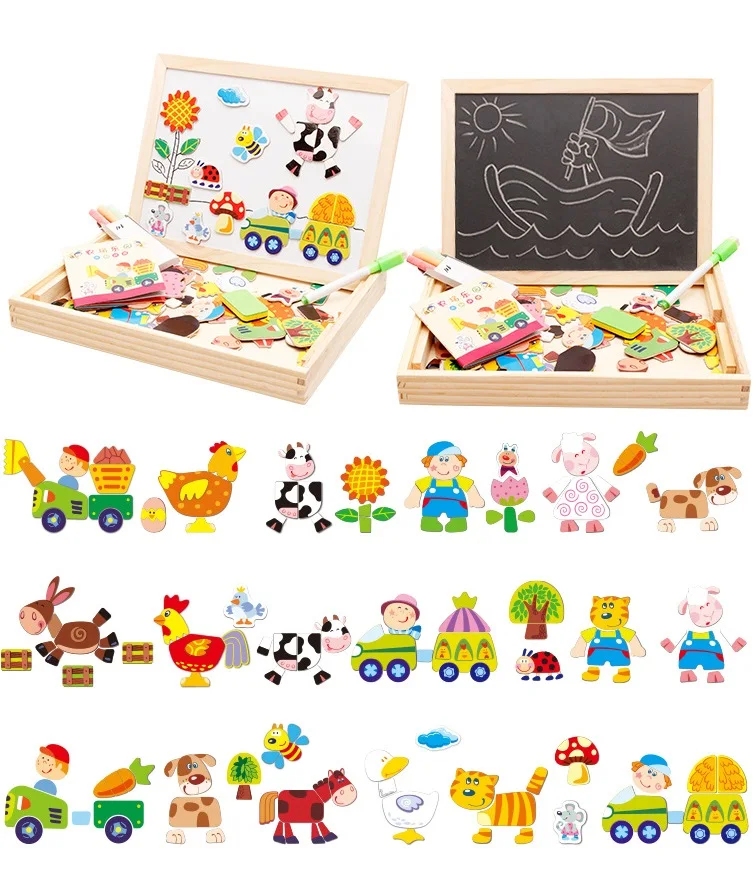 EN71-1-2-3 Certificate Educational jigsaw magnetic drawing board puzzle happily toy