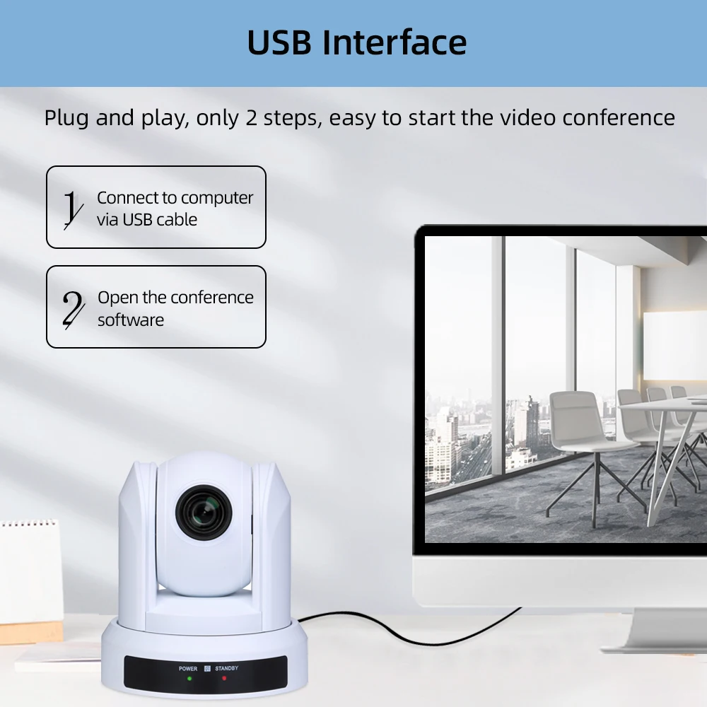 PTZ Conference Camera Video 10X Optional Zoom HD 1080P USB2.0 Classroom Tele Meeting Camera