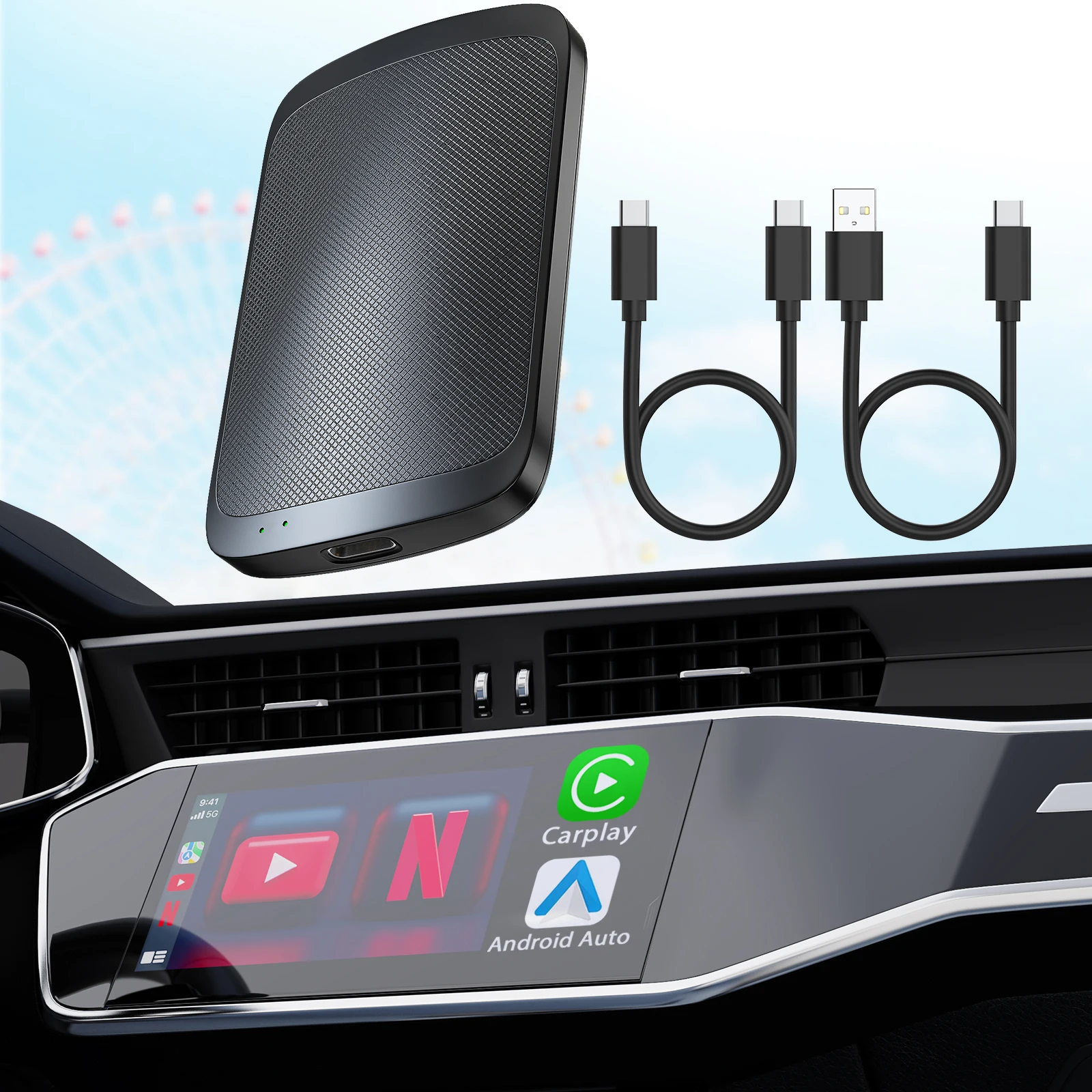 Wireless CarPlay Interface 2GB+32GB TV Box Androidauto AI Box Android Car Play Smart Streaming Box Adapter For Youtube Netflix