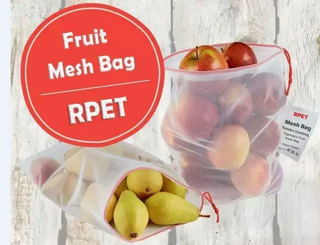 Drawstring reusable fresh produce bag mesh bag veggie bag for food vegetables & fruits