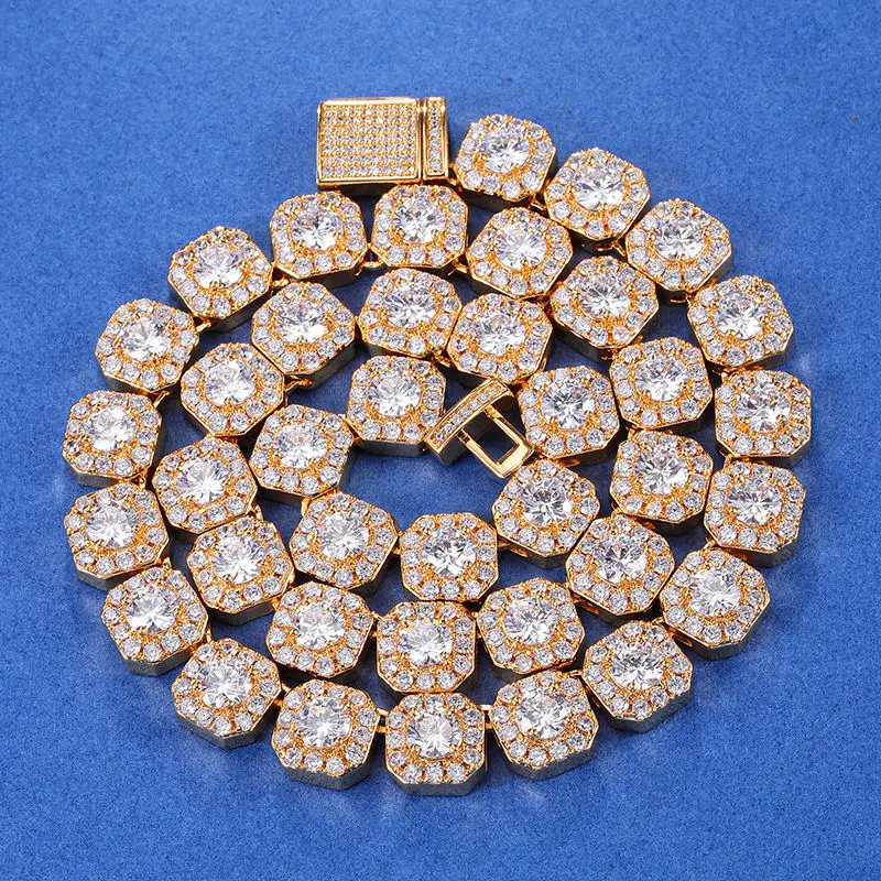 Iced Out VVS-FG Natural, Cvd Moissanite Diamond 9K 10K 14K Gold Cuban Link Chain Necklace Cuban Chain at Wholesale Cheap Price/