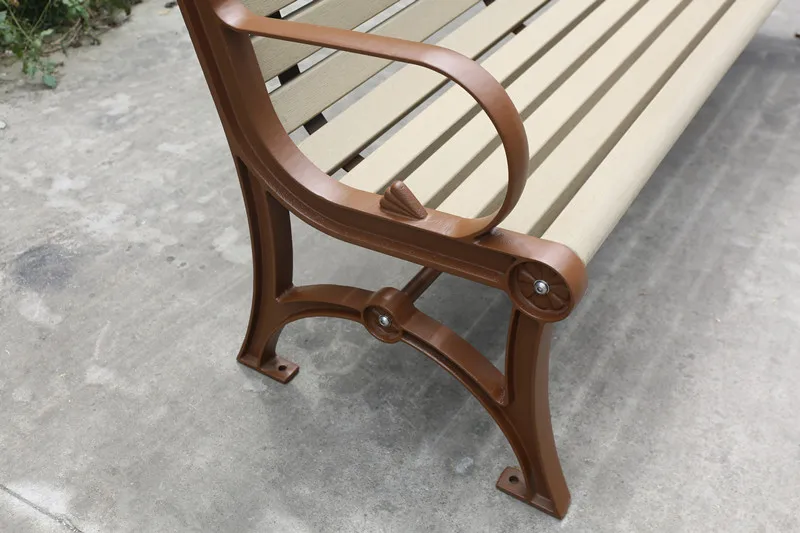 outdoor park cast iron legs wood slats bench seat outside street wood plastic composite bench seating public garden bench chair