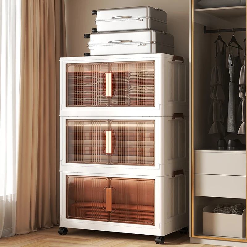 Plastic Wardrobe Cabinet Multifunction High Capacity Folding Storage Box Cupboard Baby Wardrobe  Cabinet