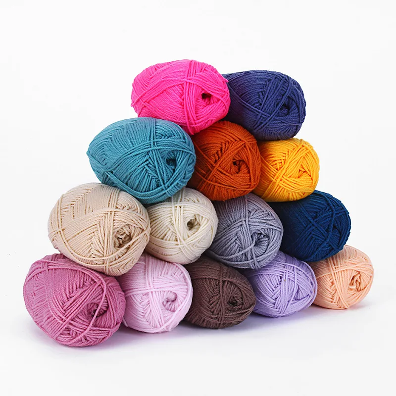 High-quality Various Colors Soft hand knitting yarn Baby Yarn 5ply 50g milk cotton yarn for crochet
