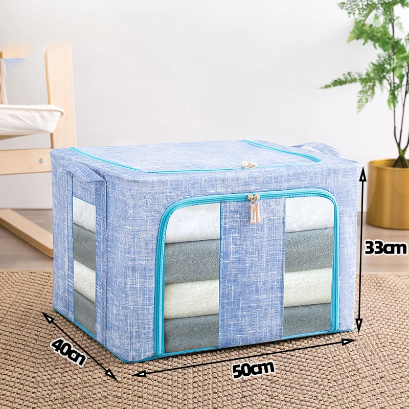 Large Foldable Clothes Container Cloth Fabric Storage Boxes&bins with Lids Great for Organizers Bedroom Closet Living Room