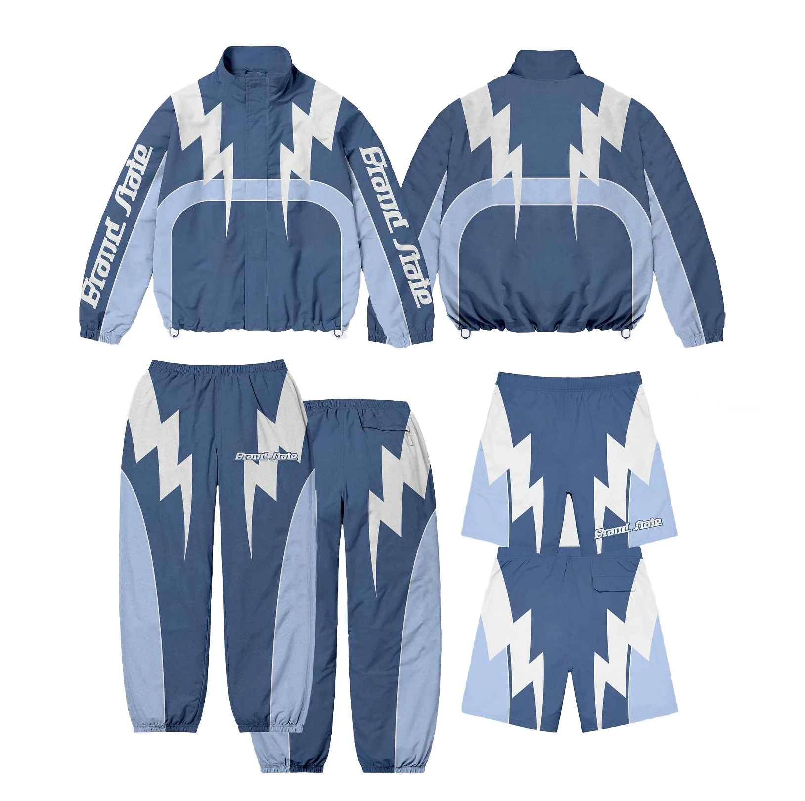 Custom Sublimation Print Oversize Polyester Casual Outdoor  Wind Breaker Waterproof Zip Up Track Jacket Set
