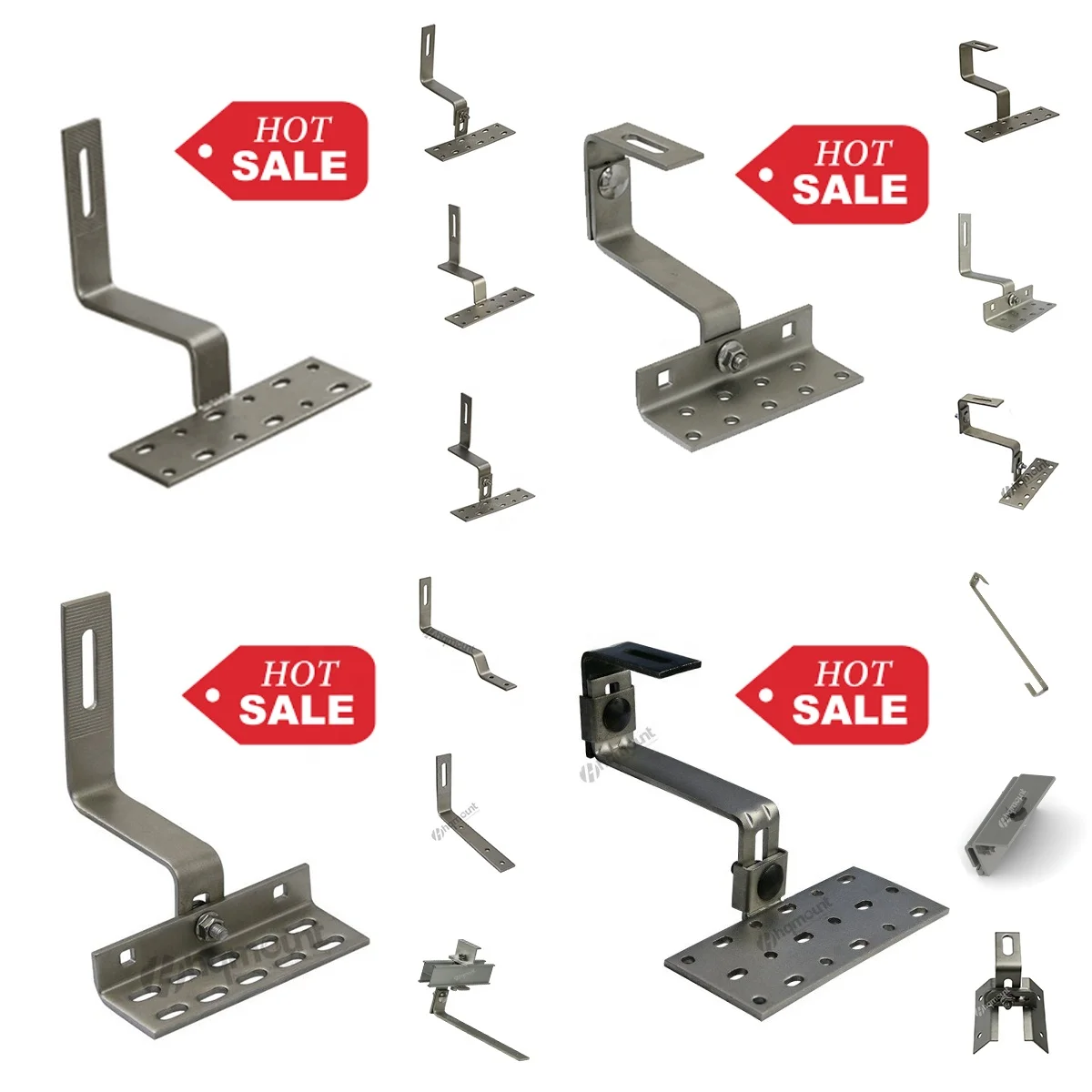 Подгонянная Солнечная PV плитка крыша алюминиевый крюк Монтажная система для черепичной крыши Крючки из нержавеющей стали