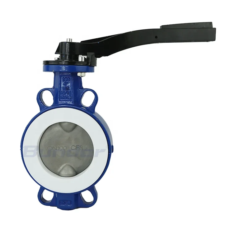 Bundor PN10/16 PTFE 8 Inch Sea Water Wafer Butterfly Valve Price List