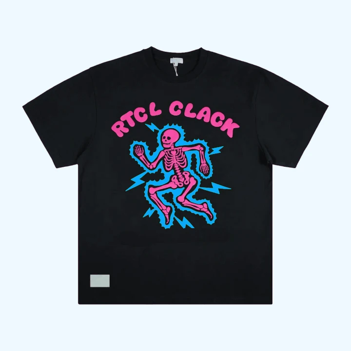 Hip Hop Wholesale Plain Black Fashion Baumwolle Radium Skull Graphic Crew Neck 3d Puff Printed Women Tshirt