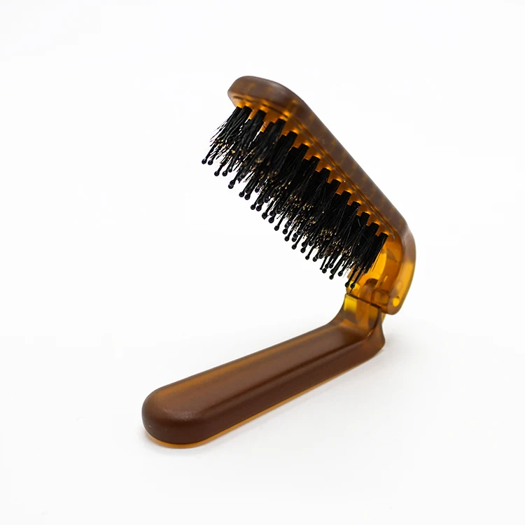 Wholesale Mens Travel Folding Hair Brush Pocket Hairdressing Boar Bristle Detangler Hair Brushes for Straight Curl Hair Styling