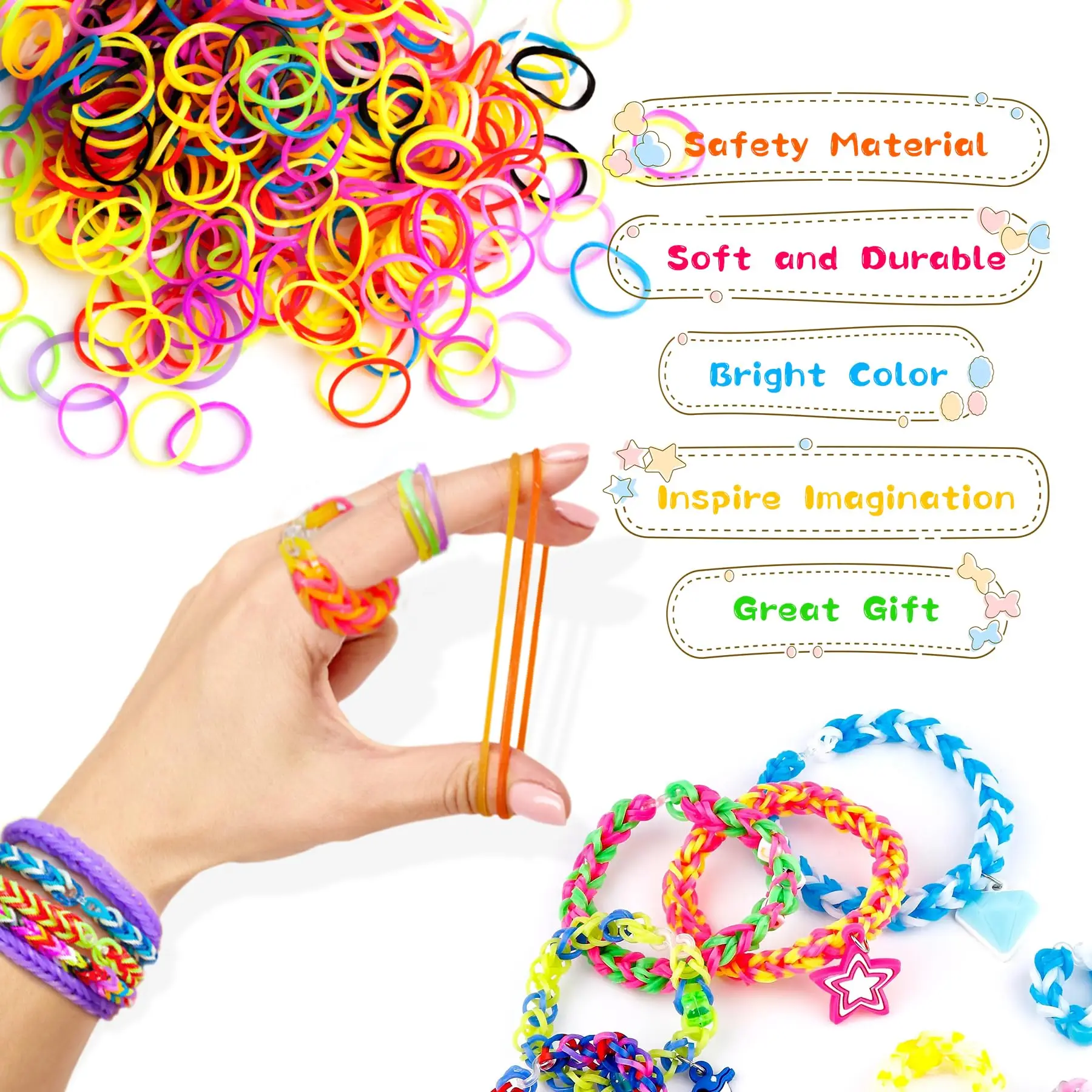 3000+ Rubber Band Bracelet Kit Colorful Loom Bracelet Making Kit DIY Art Craft Kit for Kids Girls Boys Gift