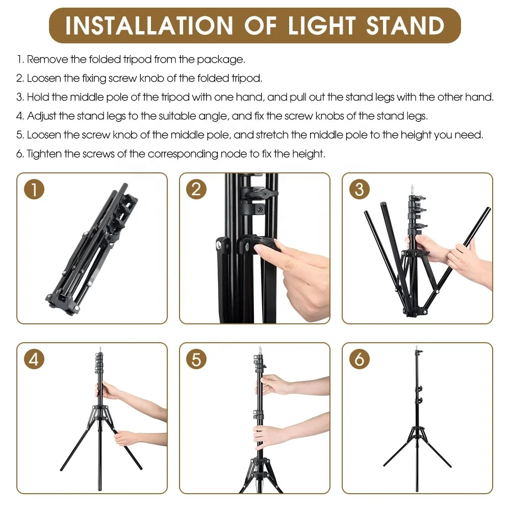 Kaliou New 2.1m Reverse Light Stand Tripod with 1/4 Screw Head for Smartphone Softbox Flash Umbrella Reflector Ring Light