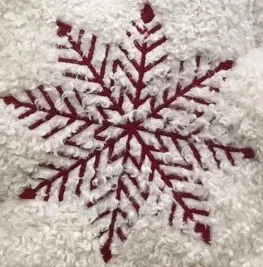 New warm cozy teddy fur snowflake Nordic custom shaped embroidery red white decoration Christmas pillow cushion