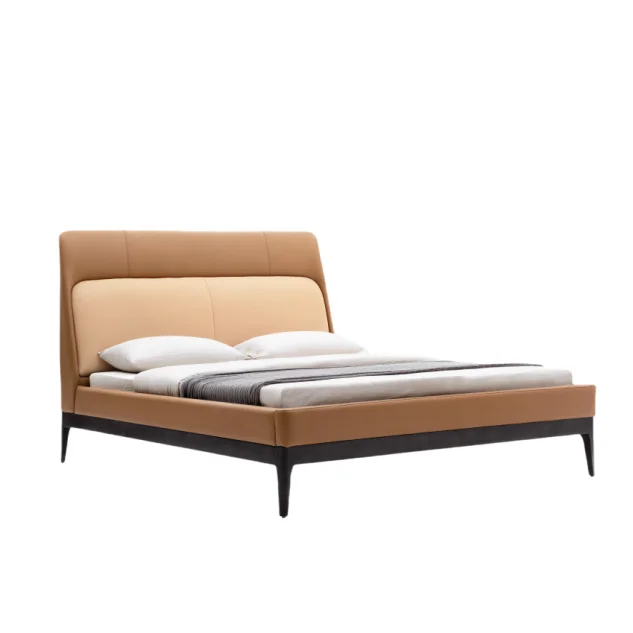 High Quality Modern Design Classic Home Bedroom Furniture Luxury Leather Wood Bed