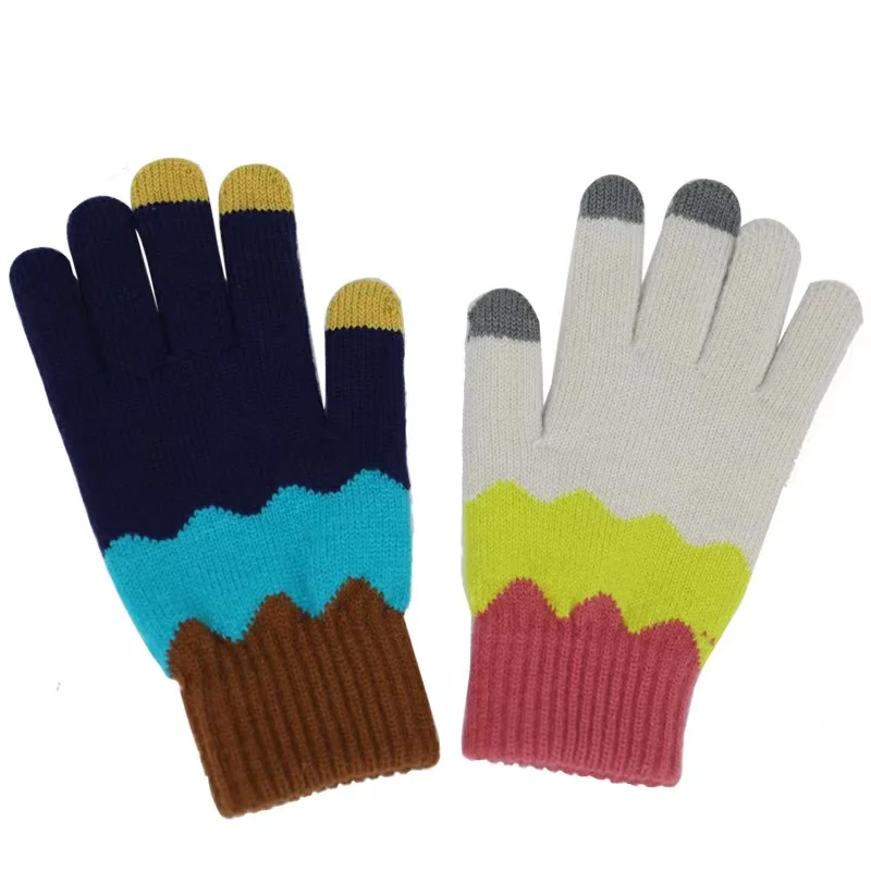 SANSHOU Colorful Touch Screen Jacquard Gloves Knitted Gloves Acrylic Touch Gloves