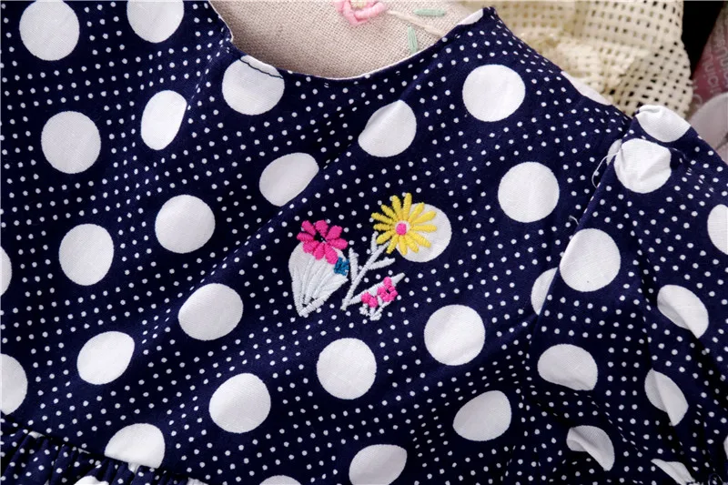 B031348 newborn baby girl dresses summer red Dot embroidery kids dresses children cotton 100 %