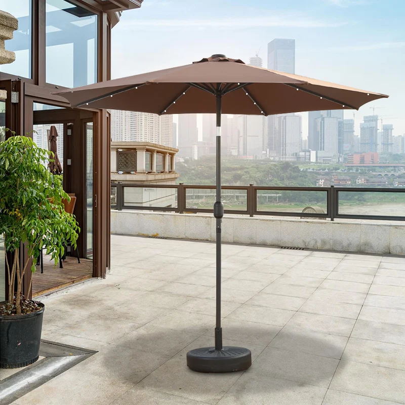 Courtyard Market Garden Sunshade Outdoor Umbrella Solar Led Lighting Parasol Patio Umbrellas