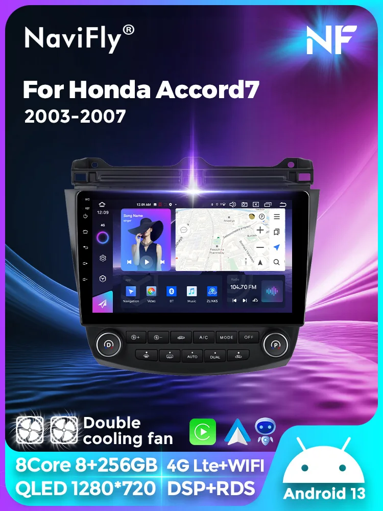 NaviFly NF новейший Android Автомобильный видео qled сенсорный экран для Honda Accord7 2003-2007 поддержка полного выхода AV