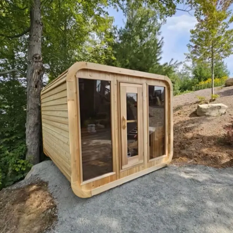 Luxury 6-Person Outdoor Traditional Steam Sauna Room With Canadian Cedar Wood