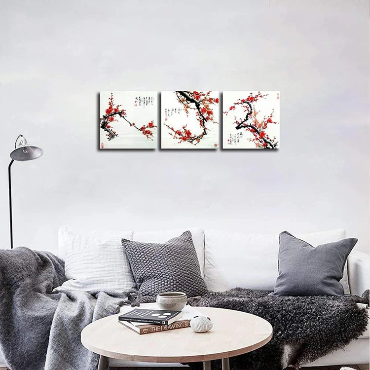 Traditional Chinese Plum Blossom Red Wall Art Home Decor