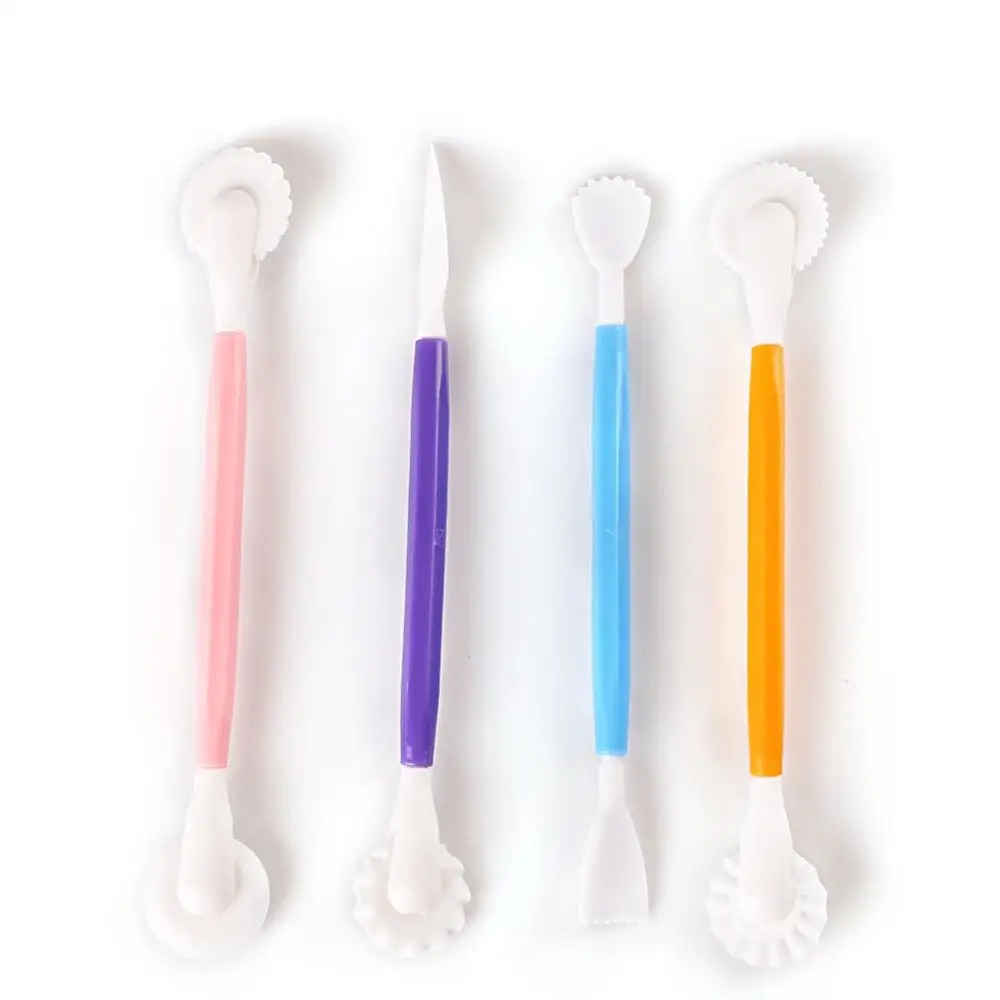 4pcs Fondant Cake Decorating Modelling Tools 8 Patterns Flower Decoration Pen Pastry Carving Cutter Baking Craft Cake Mold