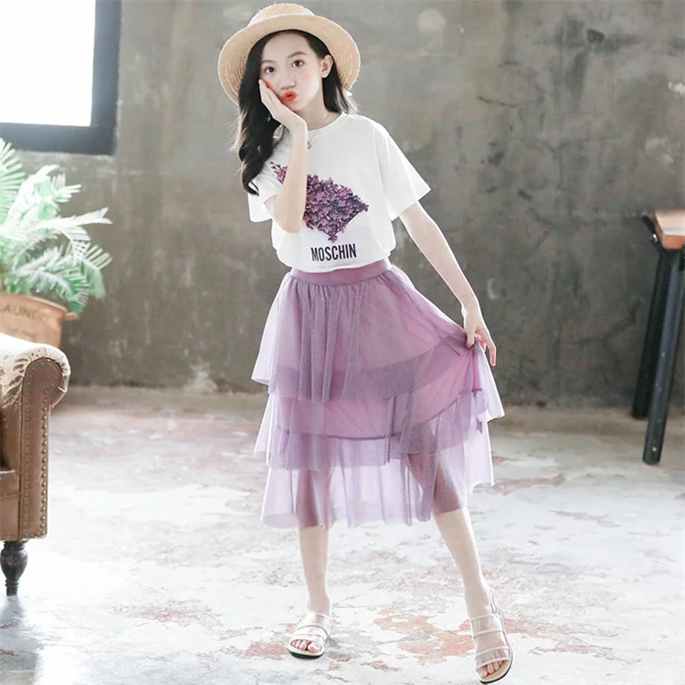 Летнее платье Yoliyolei для девочек новинка 2023 детские платья костюм в иностранном стиле юбка комплект одежды 10 лет/