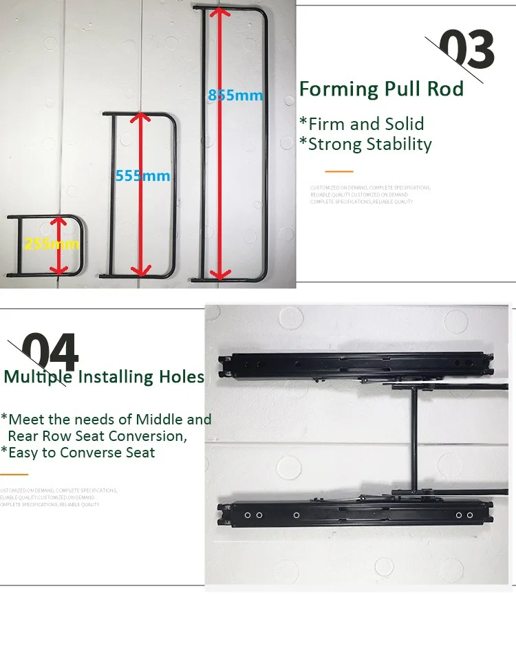 AutoLiuMa 2.47m universal adjustable car seat slider long sliding rails slide tracks for rv camper suv mpv van conversion