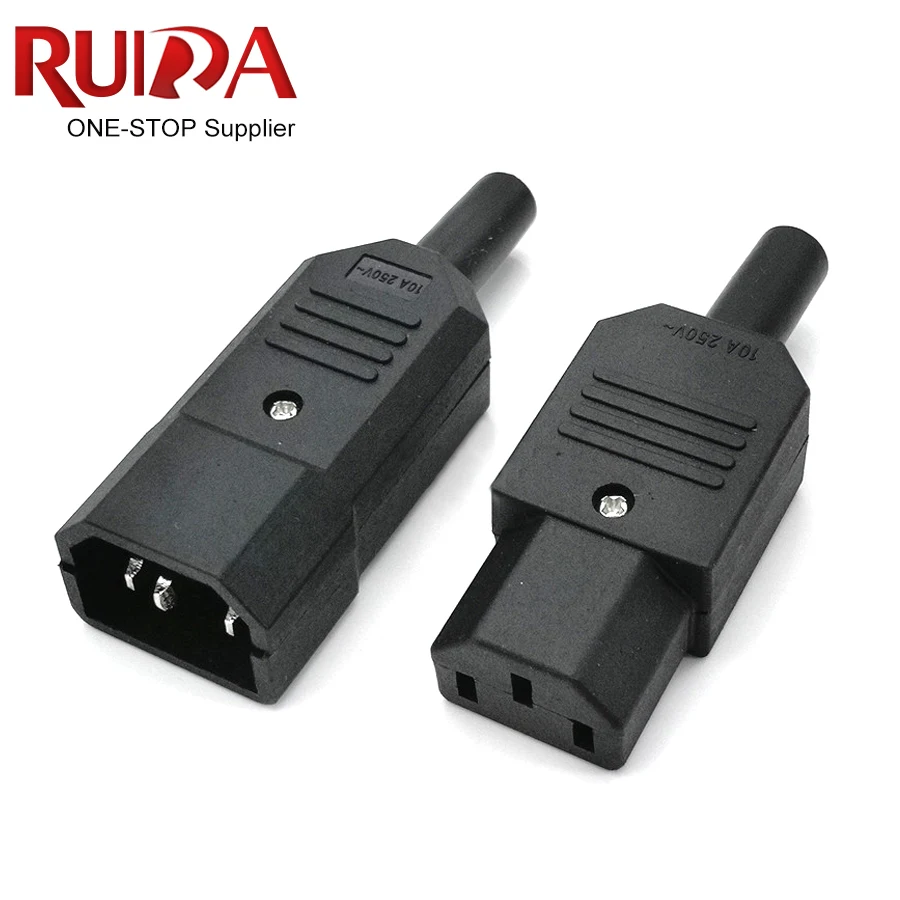 IEC320 C14 C13 power cord 3pin Socket Mount 10A 250V Electrical AC Socket 3 Female Male ac inlet Plug Connector