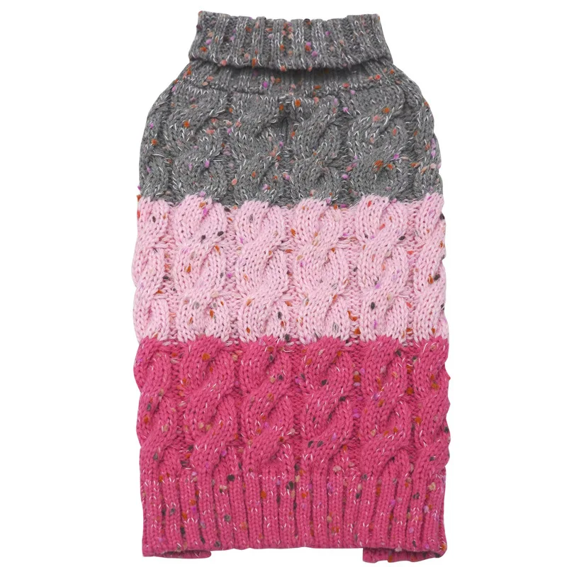 pink blue fashion Customized hand-knitted pet sweater Classic Cable Turtleneck Knit dog clothing