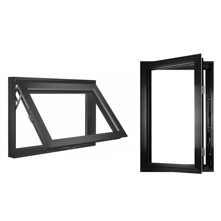 As2047 Modern Thermal Break Black Handle Aluminum Awning Windows Glass Window
