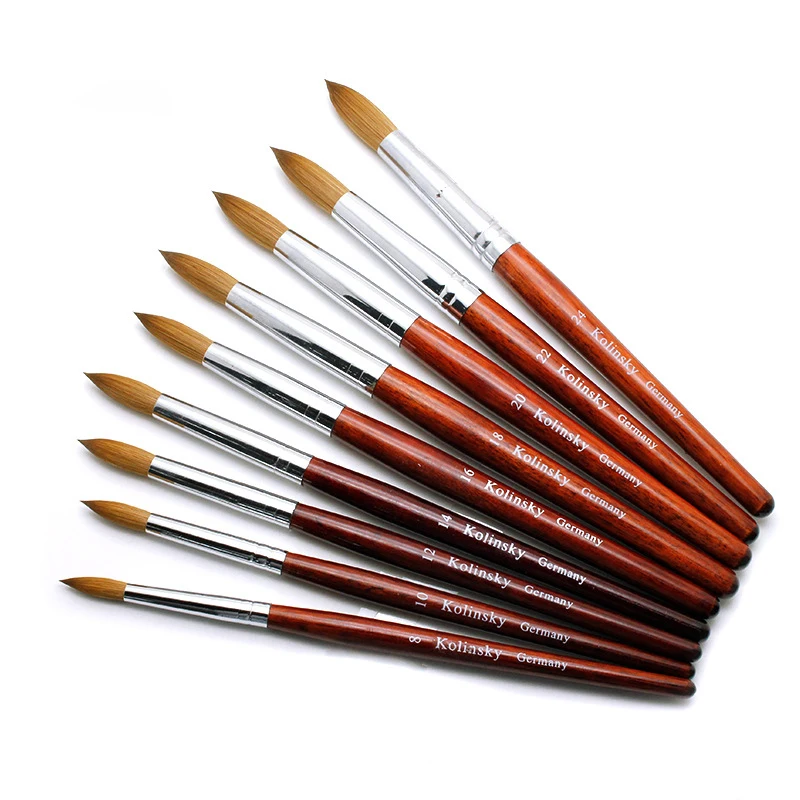 Wholesale High Quality Acrylic Kolinsky Nail Brush in Wood Handle with Customize Logo