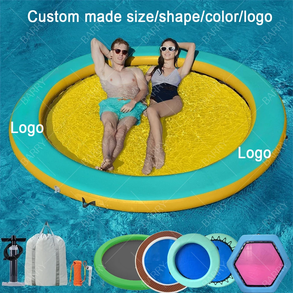 Barry Manufacturer Custom Portable Floating Water Hammock Lounger Pool Inflatable Water Hammock with Mesh Center for Recreation