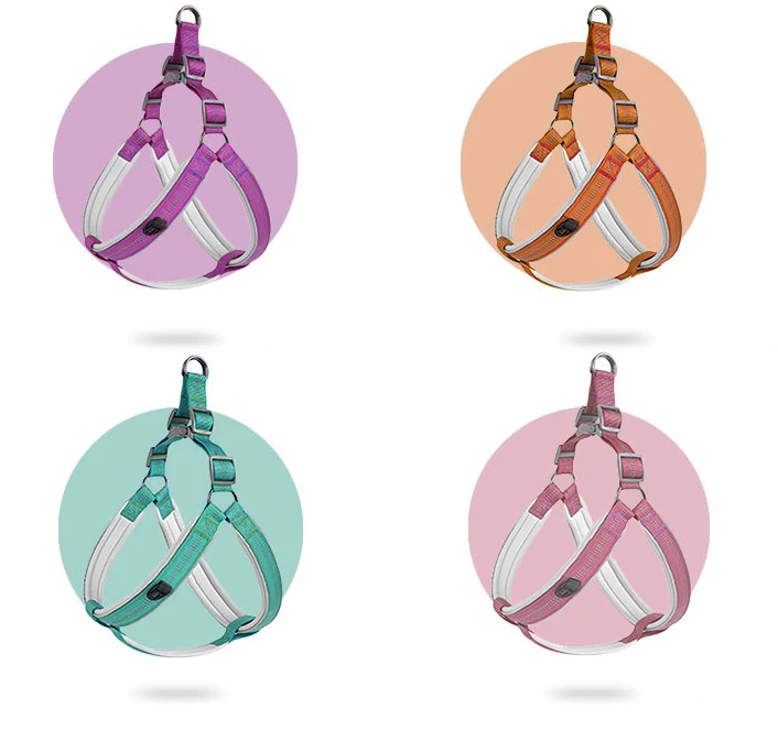OEM Custom Luxury Dog Harness No Pull Pet Collar Set Reflective Dog Chest Strap Breathable Pet Dog Collar