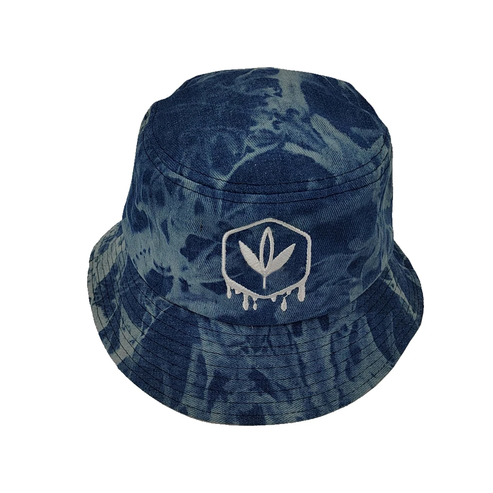 Custom Denim Tie-Dye Bucket Hat Unisex Wholesale Sportsman Washed Hat with Embroidered Logo Printed Pattern for Men and Women