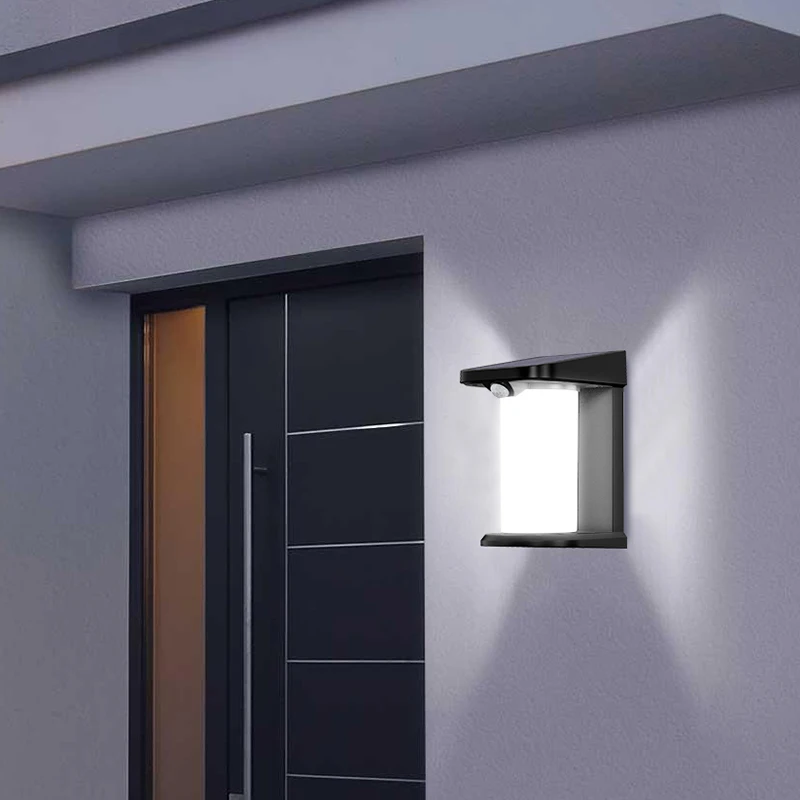 Modern Outdoor Lamp Decor Garden Waterproof LED Exterior Mounted Solar Pir Wall Light