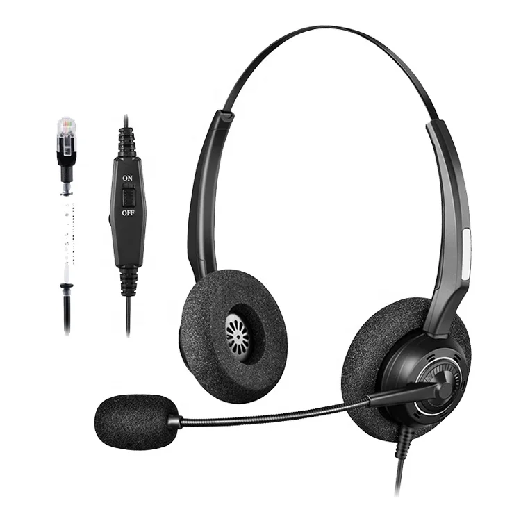 RJ9 Telephone Headset with Noise Cancelling Mic and Volume Mute Control for Desk Phone Avaya Grandstream Yealink