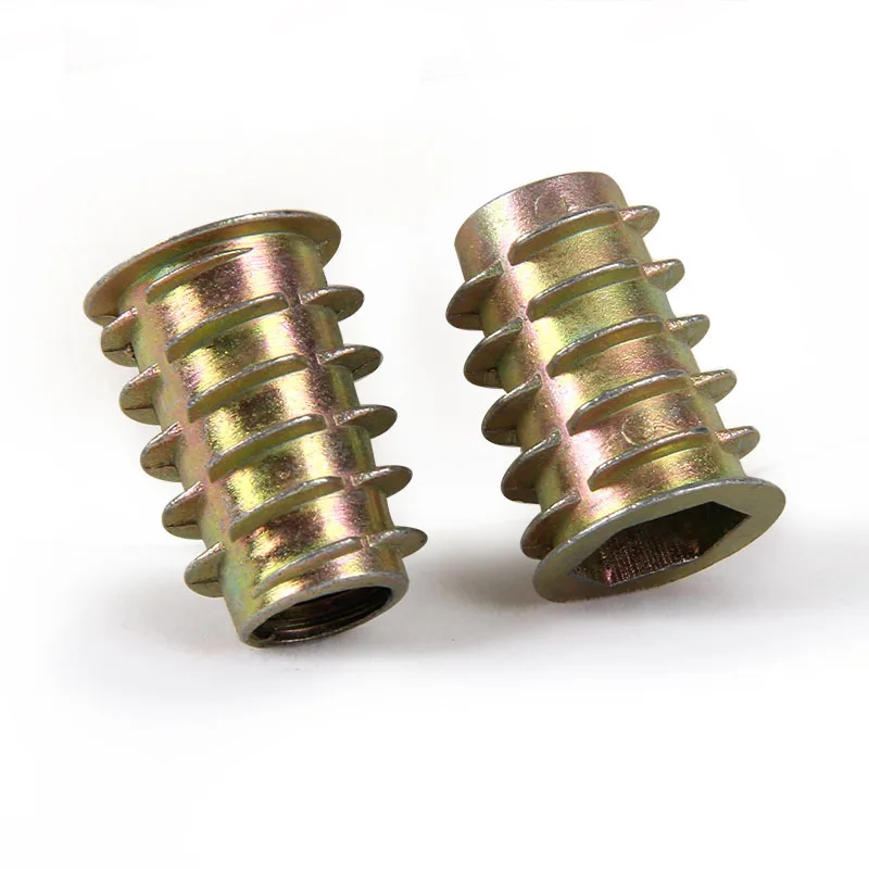 4mm 8mm 9mm m10 15mm yellow zinc plated wood screw threaded inserts nut