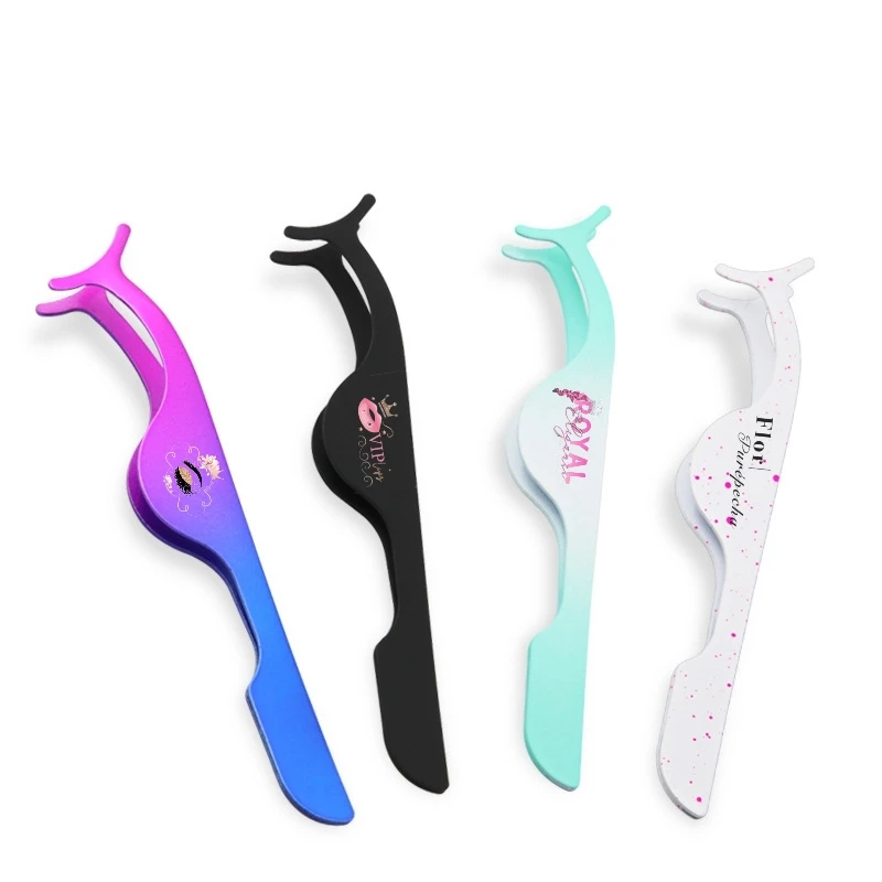 Lancybeauty Black Eyelash Tweezers Eyelashes Applicator Private Label False Eyelash Tweezers